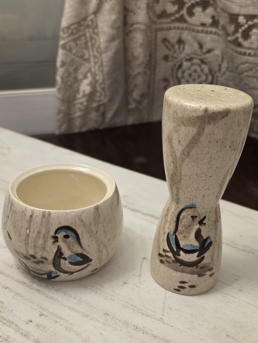 Red Wing Pottery Bob White Quail Shaker & Bowl Set MCM